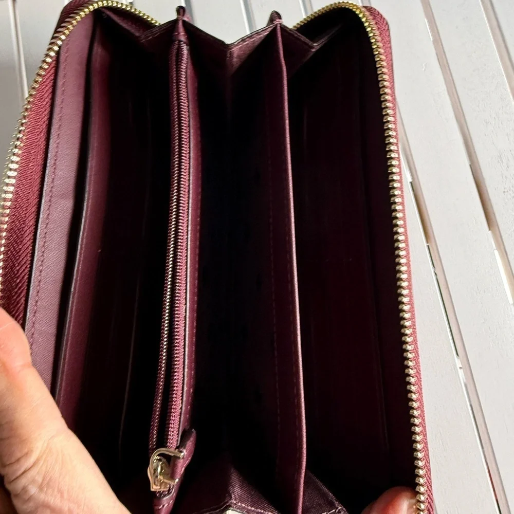 Kate Spade Tinsel Glitter Large Continenatal Deep Berry Wallet